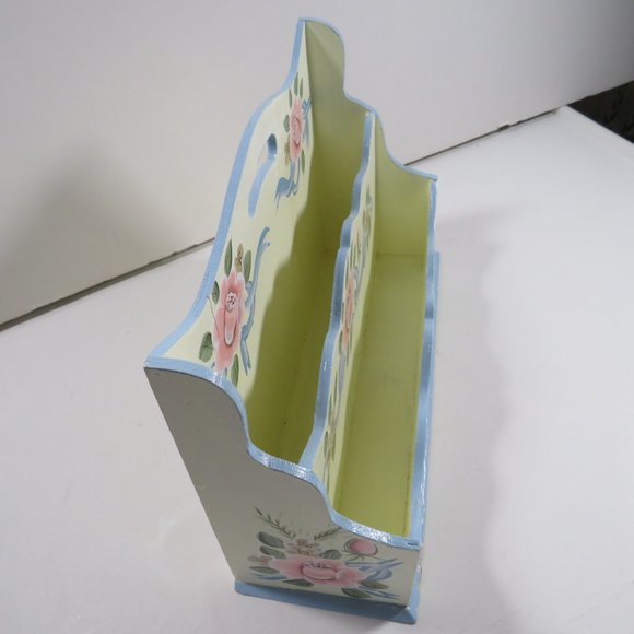 Rose Hand Painted Wood  Desk - Mail - Stationary Organizer - Picture 3 of 10